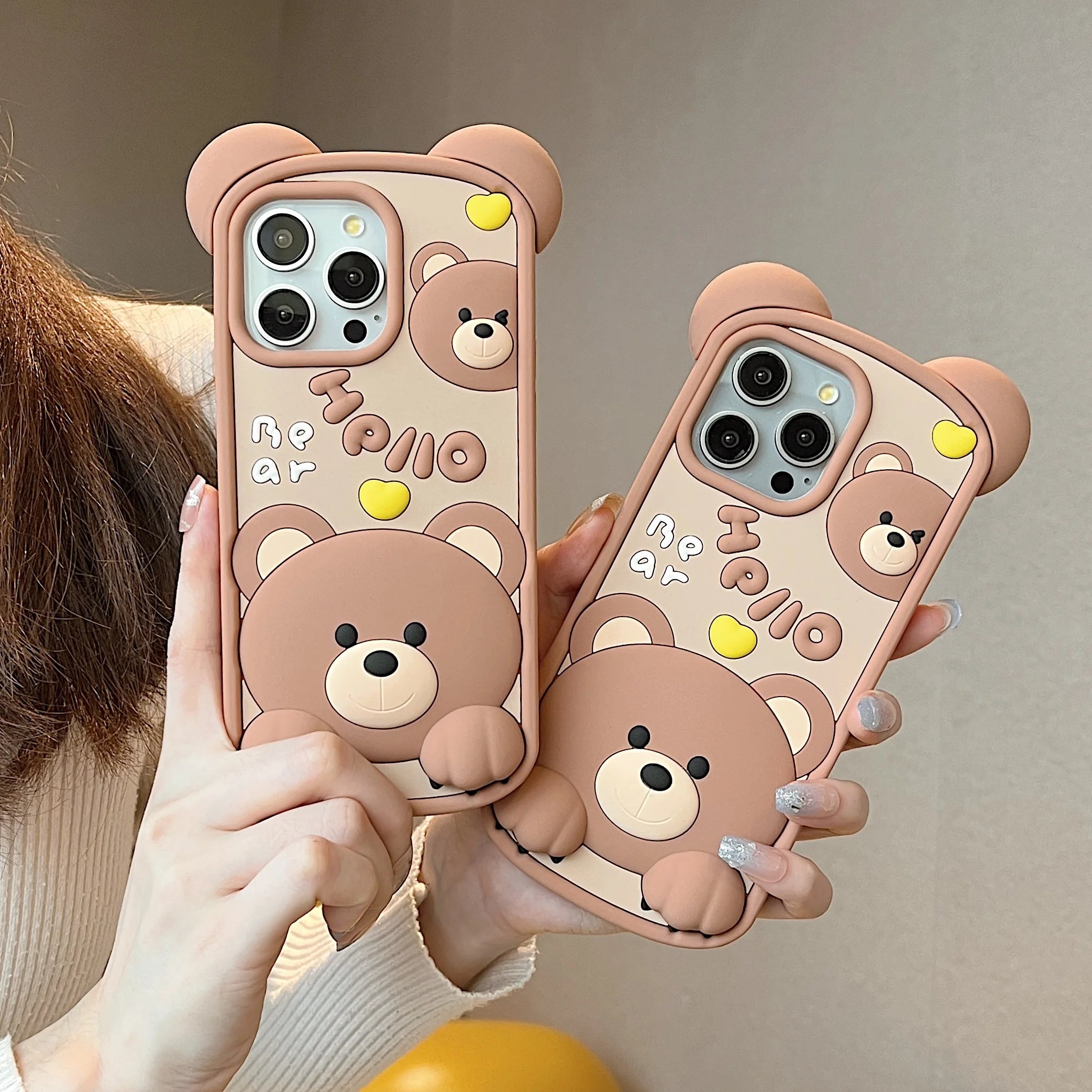 Various Soft Silicone Phone Back Cover Shockproof Skin Shell 3D Cute Cartoon Case For iPhone 14, 14Pro, 14Pro Max, 15, 15Pro Max