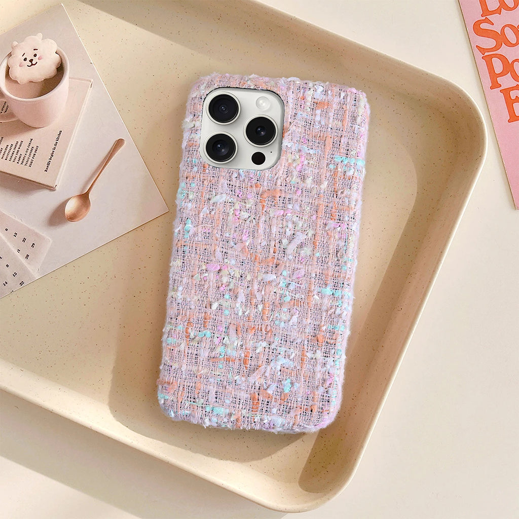 Cute Button Fully Wrapped Fabric Phone Case For iPhone 16 15 14 Plus 13 12 Pro Max 11