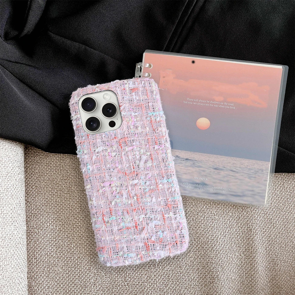 Cute Button Fully Wrapped Fabric Phone Case For iPhone 16 15 14 Plus 13 12 Pro Max 11